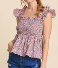 Load image into Gallery viewer, Floral Ruffle Crop top
