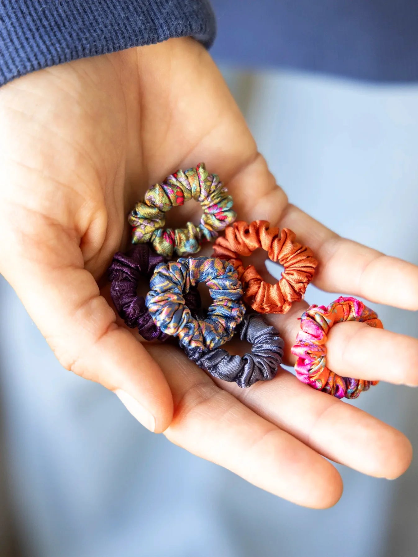 Mini Satin Scrunchie, Set of 8