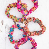 Mixed Print Scrunchies, Set of 5 - Pink