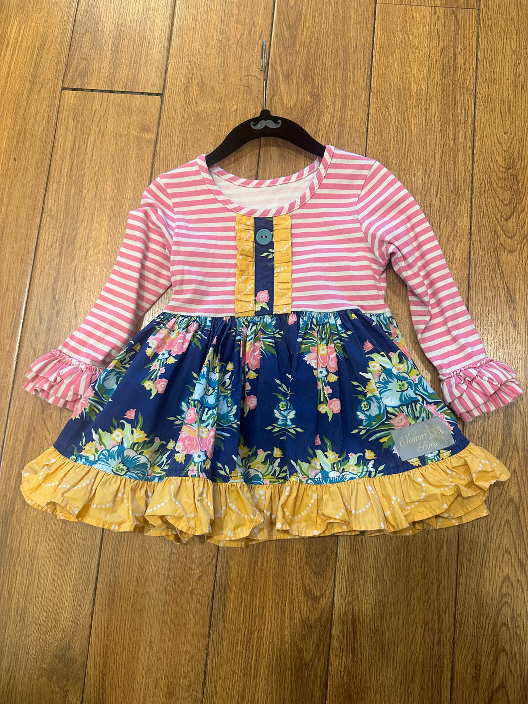 Pink Striped Floral Tunic 3-4t