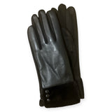 Faux Leather Button Glove