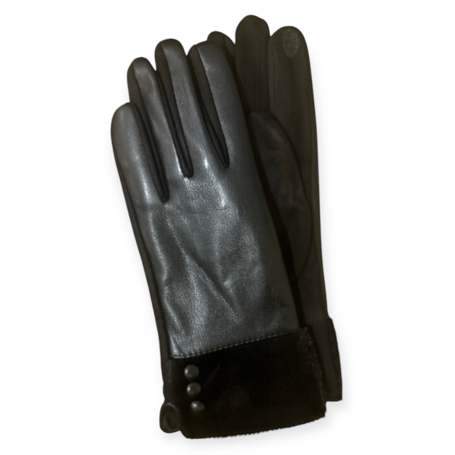 Faux Leather Button Glove