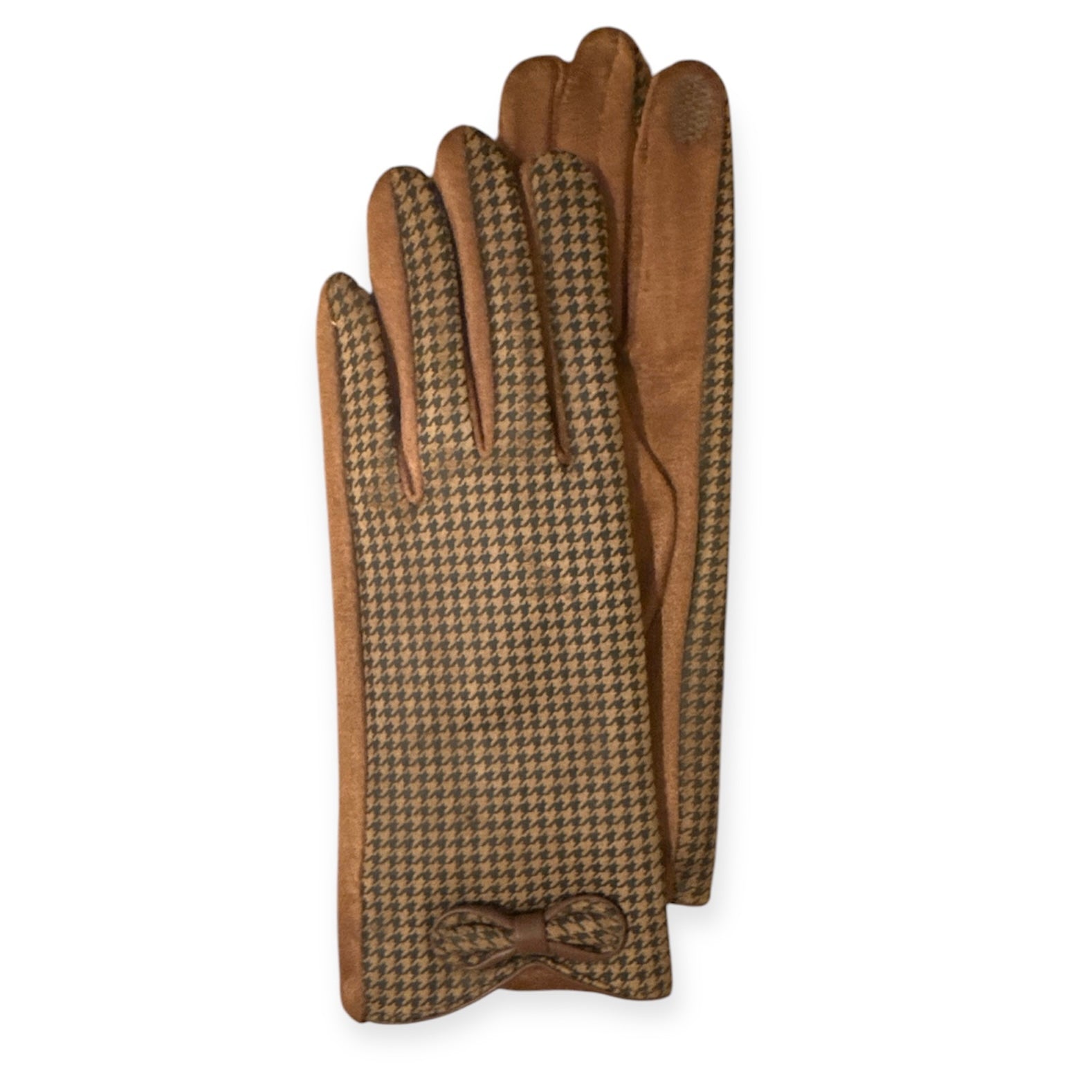 Houndstooth Faux Suede Glove