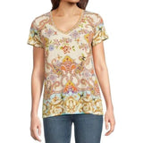 Janie S/S V-Neck Tee-Scroll