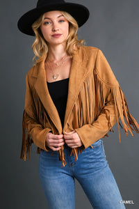 Faux Suade Fringe Jacket