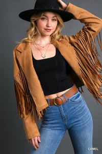 Faux Suade Fringe Jacket