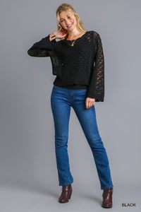 Black Crochet Sweater Top