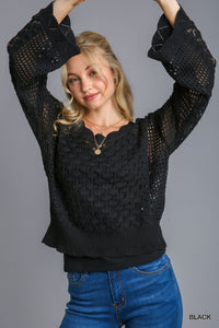 Black Crochet Sweater Top