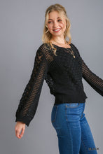Load image into Gallery viewer, Black Crochet Sweater Top

