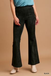 Solid Suede Bootcut Pants