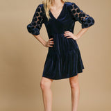 Navy Velvet Mini Dress