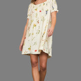 Floral Print Square Neck Mini Dress