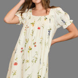 Floral Print Square Neck Mini Dress