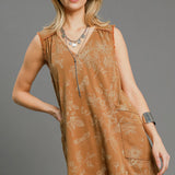 Mineral Washed Floral Print Terry Dress