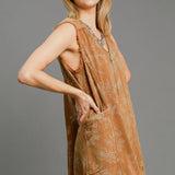 Mineral Washed Floral Print Terry Dress