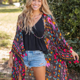 Soleil Tassel Kimono - Charcoal Mandala