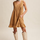 Textured Pintuck Mini Dress