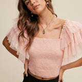 Cascading Ruffle Sleeve Top