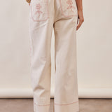 Floral Embroidered Cropped Wide-Leg