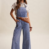 Wide-Leg Denim Overalls