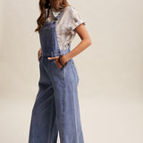 Wide-Leg Denim Overalls