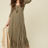 Olive Asymmetric Plunge Dress