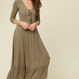 Olive Asymmetric Plunge Dress