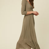 Olive Asymmetric Plunge Dress