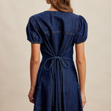 Puff Sleeve Denim Mini Dress