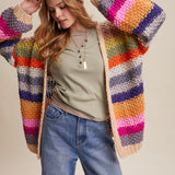 Multi Color Crochet Open Sweater