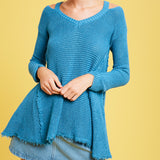 Flared High Low Knit Sweater