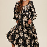 Floral Print Corset Bodice Maxi Dress