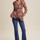 Floral Mesh Handkerchief Blouse