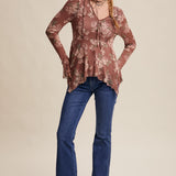 Floral Mesh Handkerchief Blouse