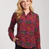 Button Up w/Roll Sleeve Floral Blouse