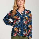 Half Placket Bee Pullover Blouse