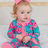 Bright Blossoms Footed Ruffle One Piece Pajama