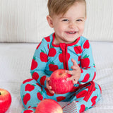 Blue Apple of My Eye Footed One Piece Pajama