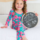 Bright Blossoms Ruffle Long Sleeve Pajama Set with Signature Rear Ruffles