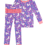Unicorn Meadow Ruffle Long Sleeve Pajama Set with Signature Rear Ruffles