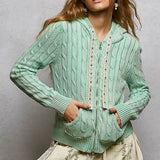 Cable Knit Mint Hoodie