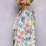 Spring Floral Fringed Sweater