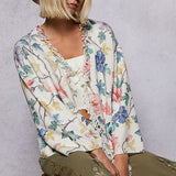 Spring Floral Fringed Sweater