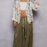 Spring Floral Fringed Sweater