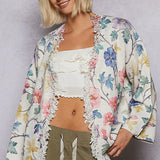 Spring Floral Fringed Sweater