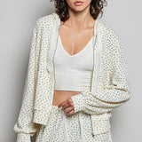 Cream Floral Zip Up Hoodie