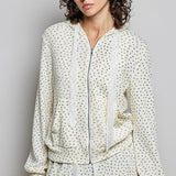 Cream Floral Zip Up Hoodie