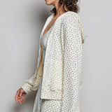 Cream Floral Zip Up Hoodie