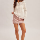 Eyelet Knitted Scalloped Hoodie