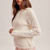 Eyelet Knitted Scalloped Hoodie